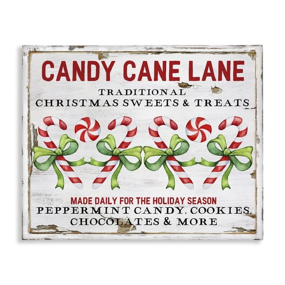 Stupell Industries Farmhouse Candy Cane Lane Sign Canvas Art, 20 x 16, by Creatif Belle