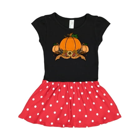 

Inktastic Pumpkins and Sunflower with Plaid Orange Ribbon Gift Toddler Girl Dress