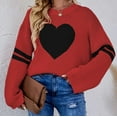 thumbnail image 5 of DailyTrove Women's Heart Print Knit Sweater, Long Sleeve, Casual Weekend & Festival Wear, Warm Cotton Blend, Plus Size Friendly, 5 of 6