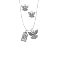 thumbnail image 2 of Delight Jewelry Silvertone Live Long Silver tone Guardian Angel Charm Necklace and Stud Earrings, 2 of 4