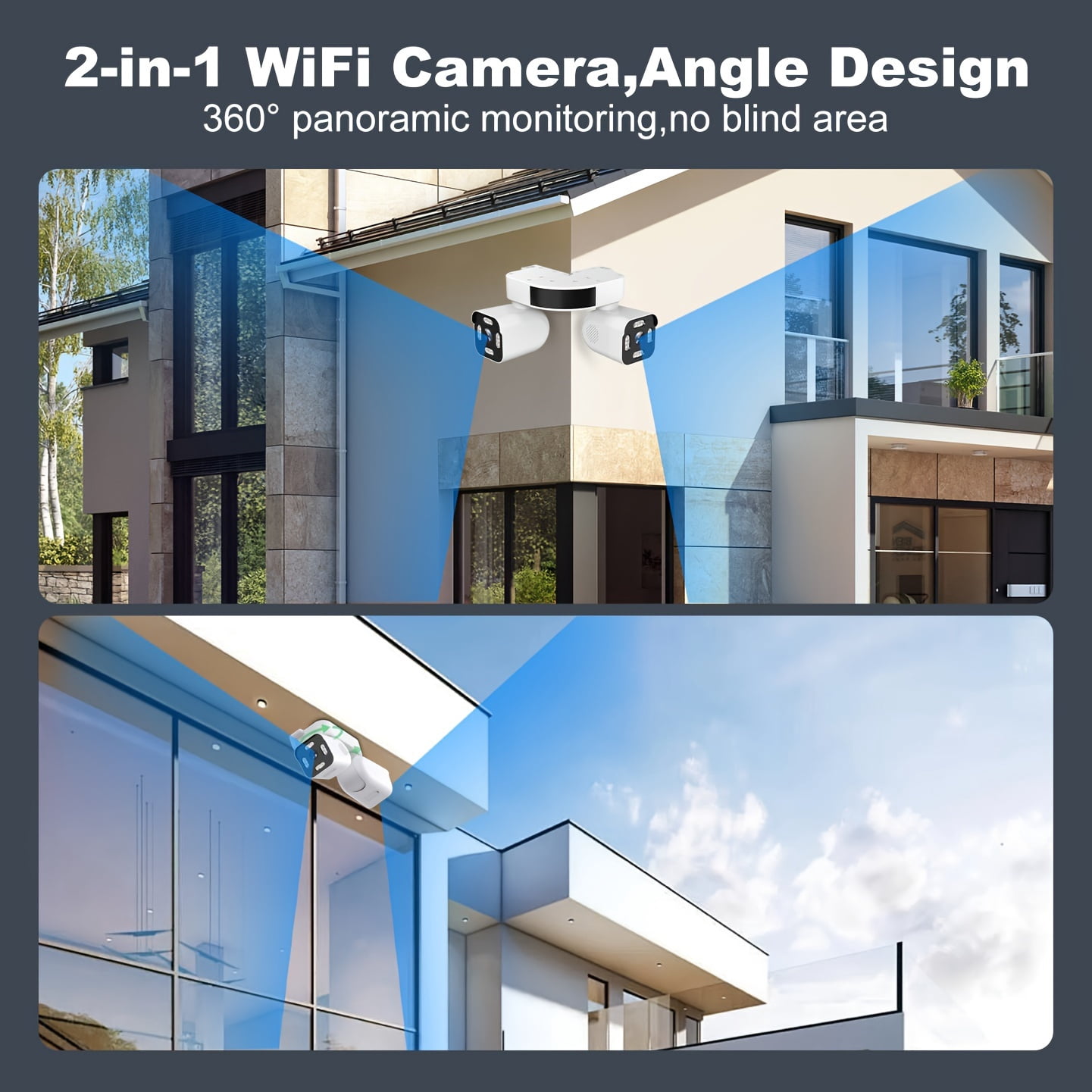 2.5K PTZ WiFi Outdoor Security Camera, Dual Lens 5MP with Audio, Motion Detection, Color Night Vision, Wired Wireless Outdoor Cam