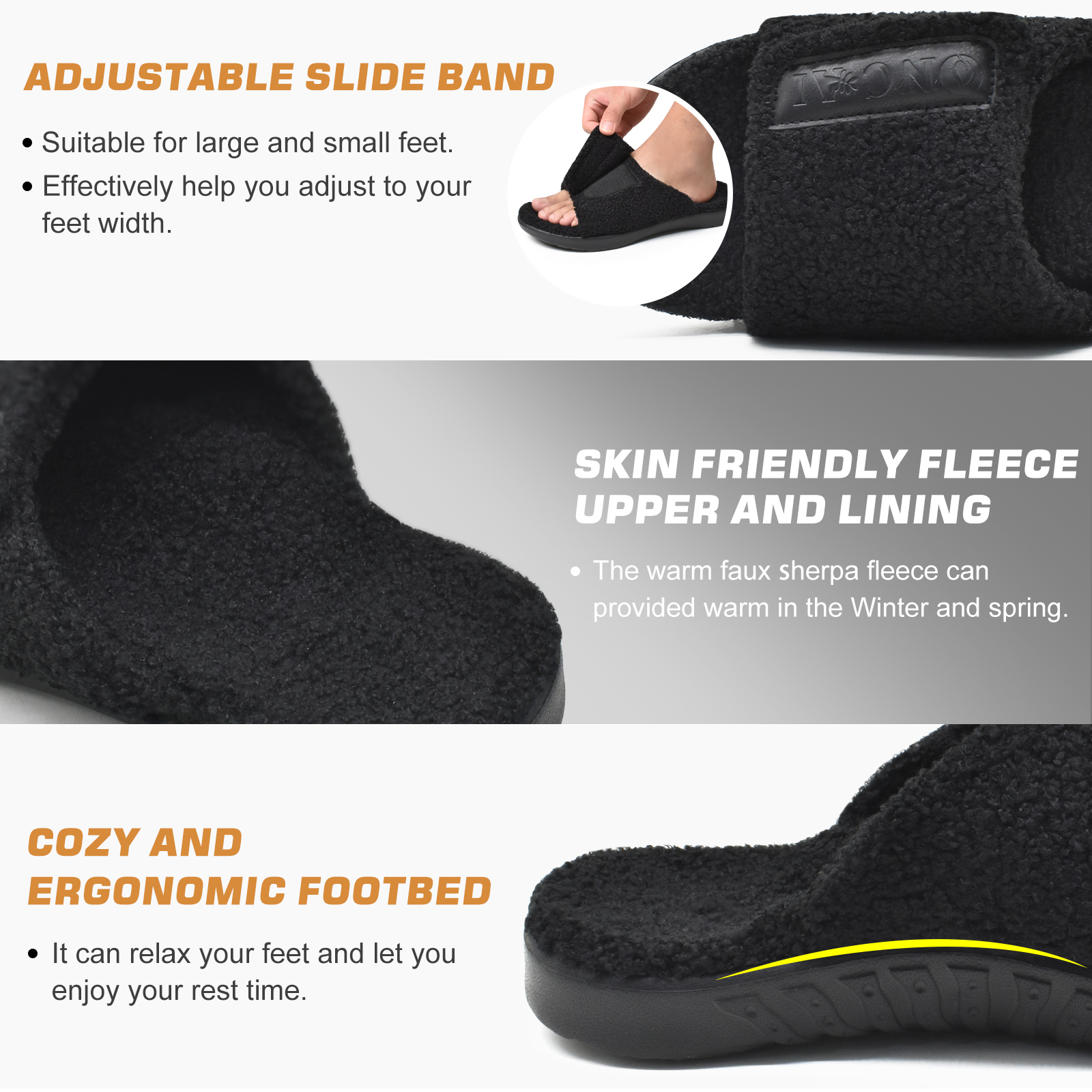 Oncai Men's Adjustable Arch Support Slides photo 3