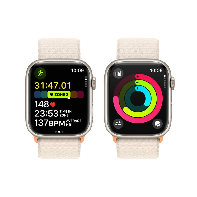 Apple Watch Series 9 GPS 45mm Starlight Aluminum Case with Starlight Sport  Loop. Fitness Tracker, Blood Oxygen & ECG Apps, Always-On Retina Display 