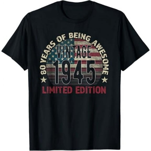 80th Birthday Gift men Vintage born 1945 turning 80 Year Old T-Shirt