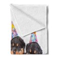 thumbnail image 2 of Birthday Soft Flannel Fleece Throw Blanket, Rottweiler Pets Party Cone Hats Puppies Dogs Artwork Print, Cozy Plush for Indoor and Outdoor Use, 50" x 70", Marigold and Black, by Ambesonne, 2 of 5