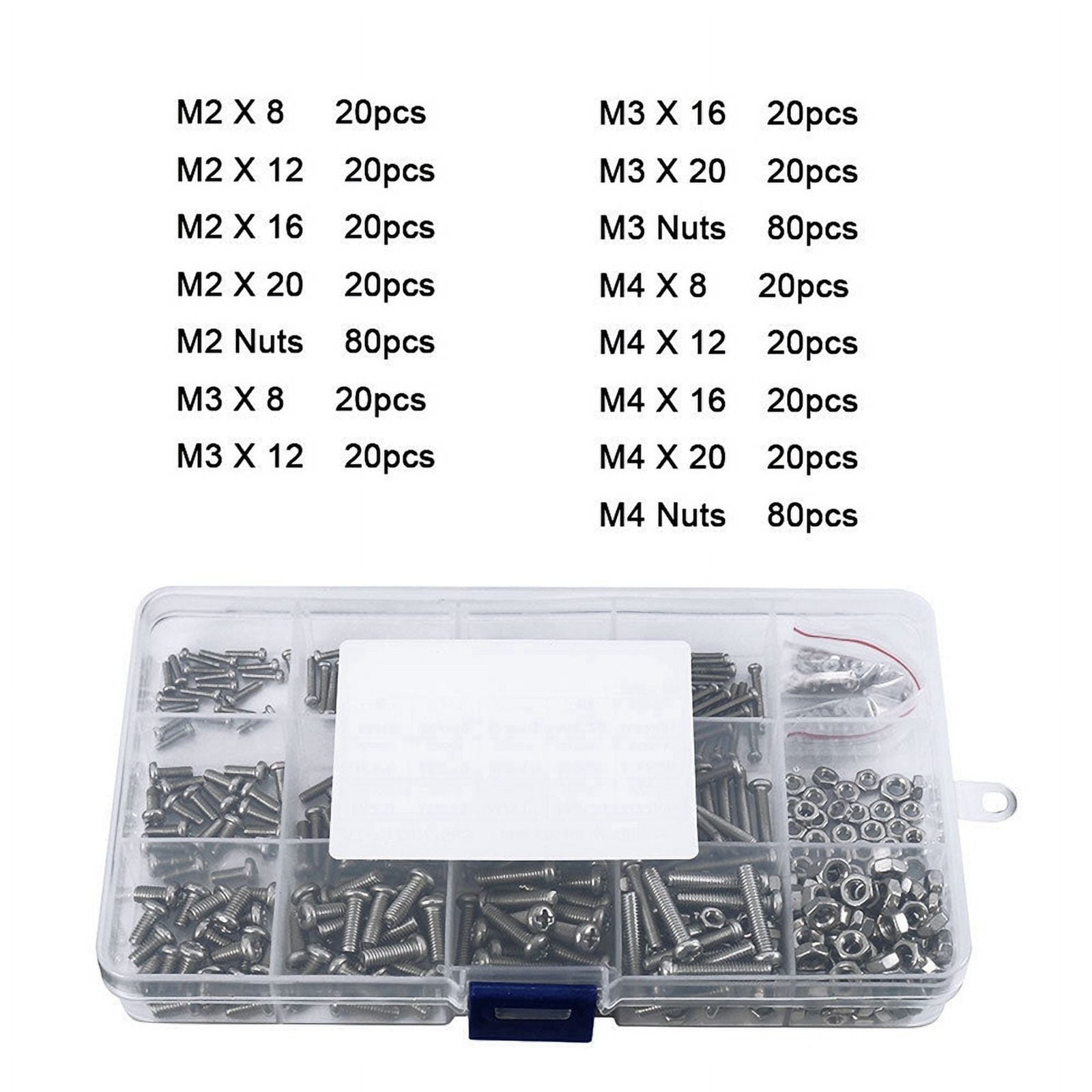 960Pcs/Set M2 M2.5 M3 Din7985 Gb818 Steel  Recessed Pan Head Screws  Screws Assortment Kit Hw028