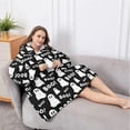 thumbnail image 5 of Oversized Wearable Blanket Hoodie,Halloween Ghost Boo Pattern Sherpa Blanket Hoodie with Super Pockets,Super Warm Fuzzy Pullover for Women & Men, 5 of 6