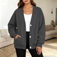 thumbnail image 6 of lcziwo Cardigan Sweatshirt for Women Lightweight Button Down V Neck Jackets with Pockets Drop Shoulder Winter Sweatshirts 2026 Dark Gray,S, 6 of 7