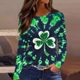 thumbnail image 3 of Craaazy Women's Casual Shamrock Prints Green Theme St Patricks Day Loose Comfy Crew Neck Long Sleeve Shirts Gifts, 3 of 8