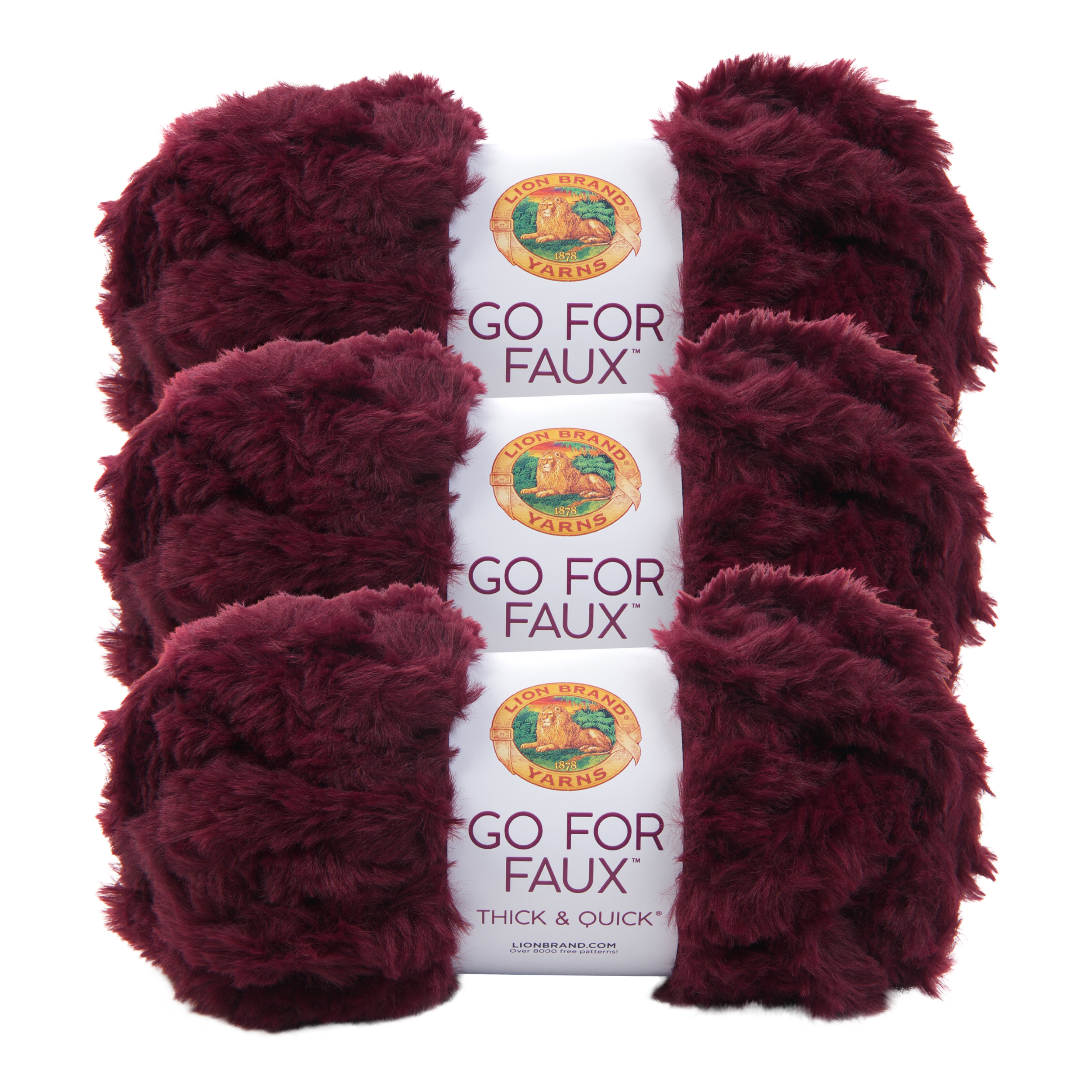 Lion Brand Yarn GO FOR FAUX THICK & QUICK RED PANDA 3 Pack Novelty Yarn