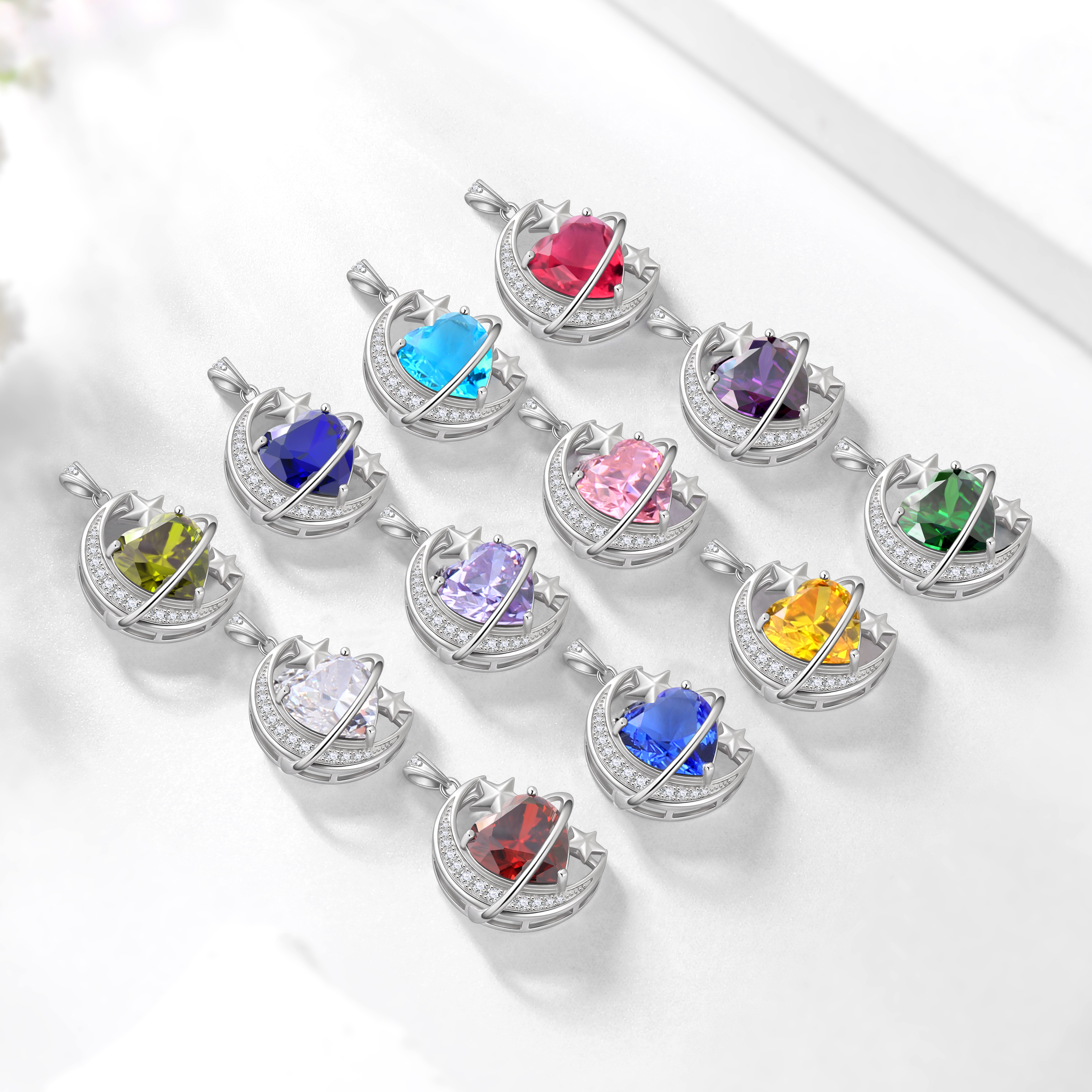 Juwaliy 925 Sterling Silver Heart Sapphire Birthstone Necklace photo 8