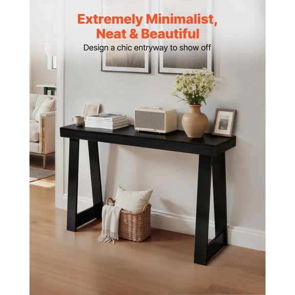 46 in Console Table,Modern Desk Behind the Couch,Wooden Rectangle Entrance Desk,Narrow Long Sofa Table Accent Stand for Hallway,Bedroom,Living Room,Foyer,Easy Assembly,Black