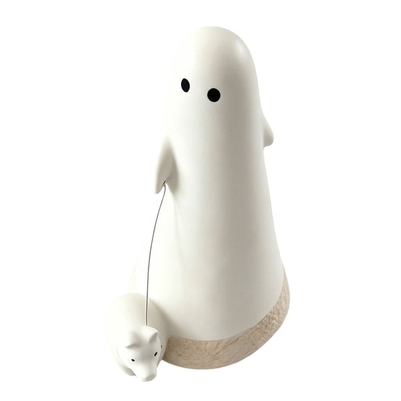Halloween Figurine Tabletop Mantel Shelf Fall Autumn Decorations for Home, 9.45", Ghostly Dog Walk