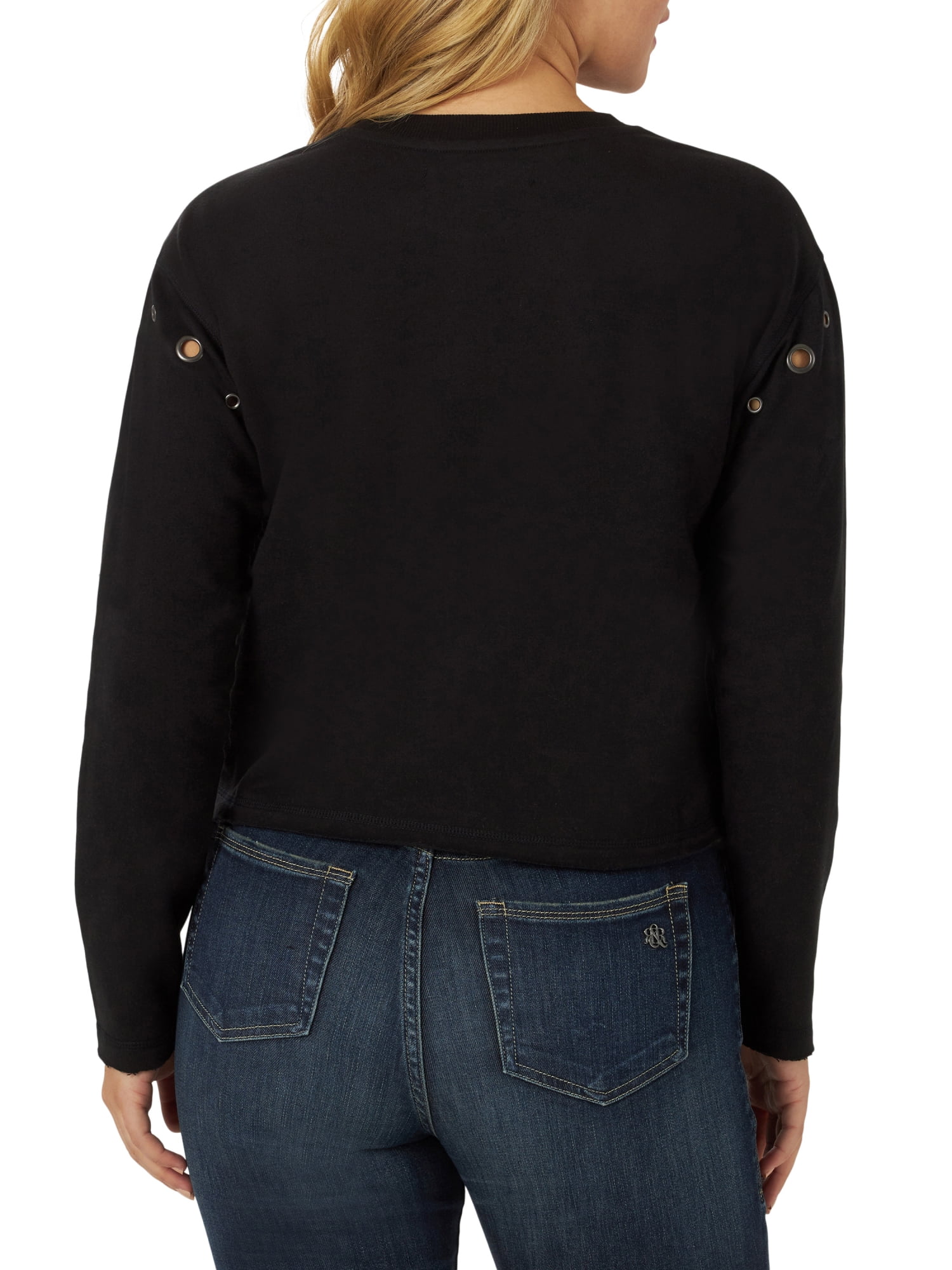 Rock & Republic Womens Grommet Crew Neck Sweatshirt