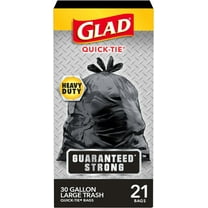 Glad Guaranteed Strong Large Quick-Tie Trash Bags, 30 Gallon, 21 Count (Package May Vary) ( Pack of 2 )
