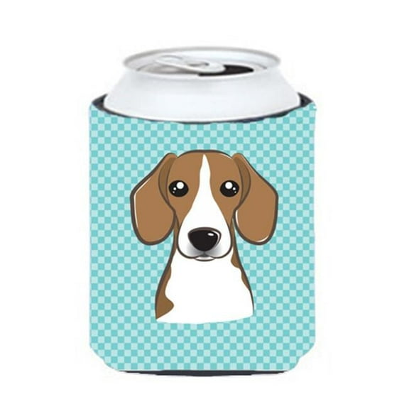 Checkerboard Blue Beagle Can Or Bottle Hugger, 12 Oz.