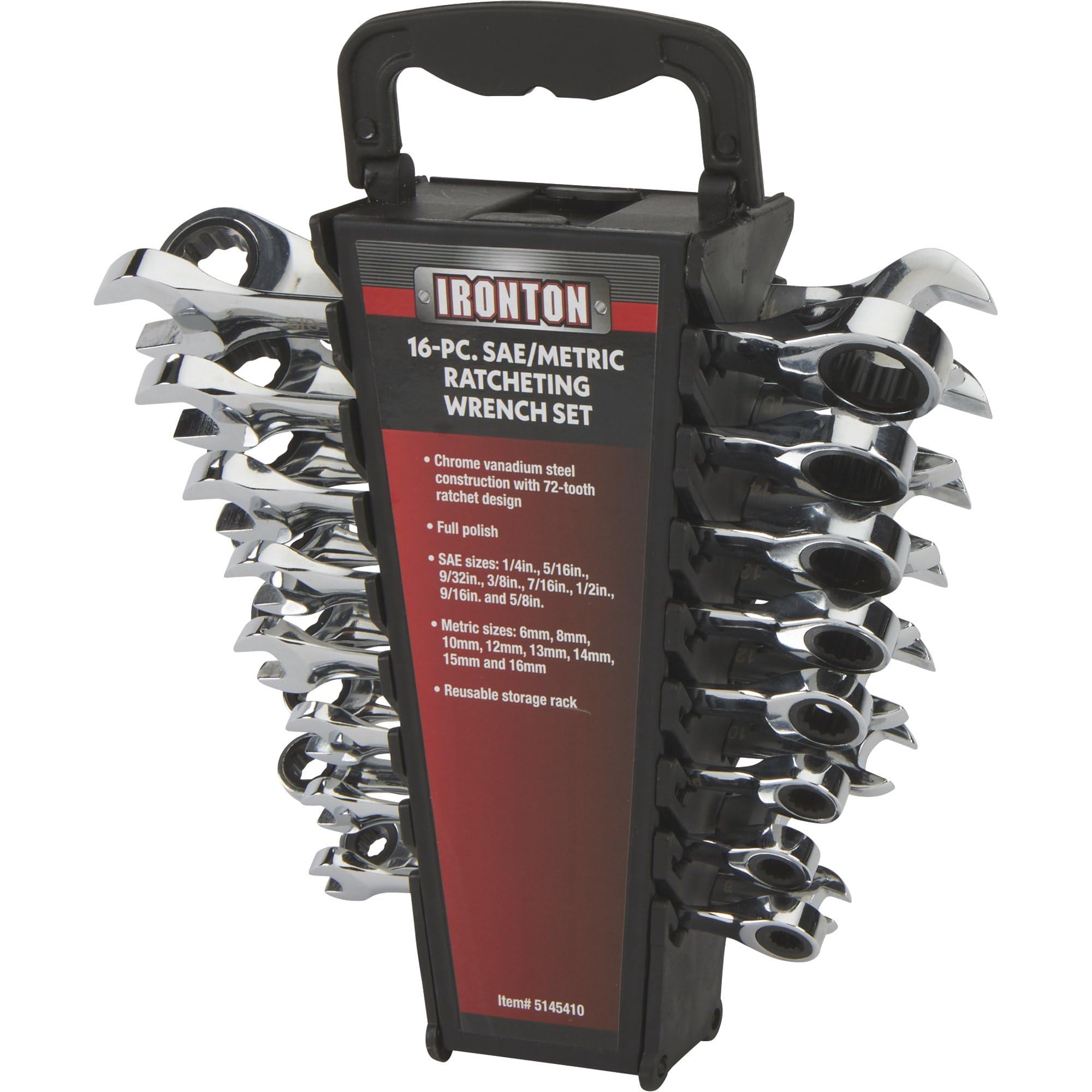 Ironton 16-Pc. SAE/MM Ratchet Wrench Set, Model# 573089A