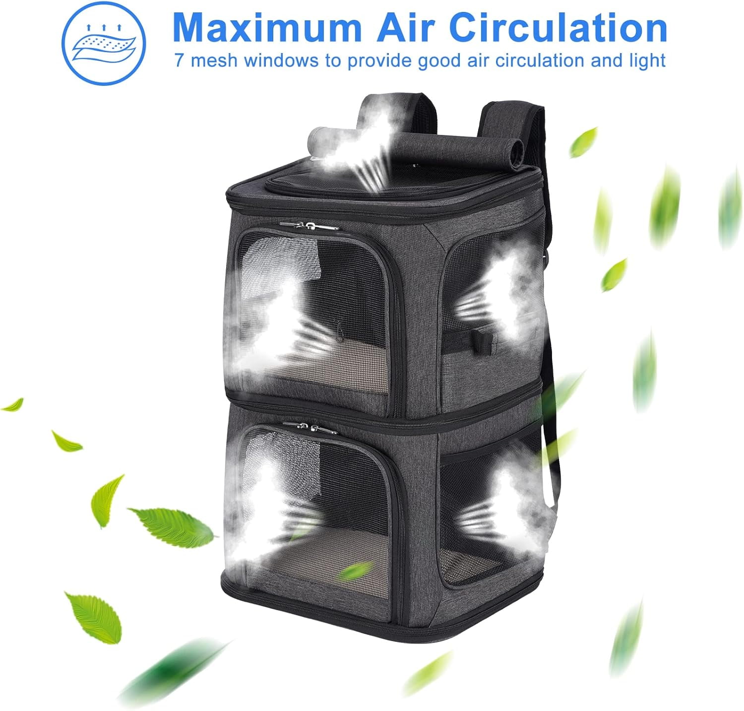 bathprove  2-in-1 Double Pet Carrier Backpack for Small Cats and Dogs, Portable Pet Travel Carrier, Super Ventilated Design, Ideal for Traveling/Hiking/Camping, Black