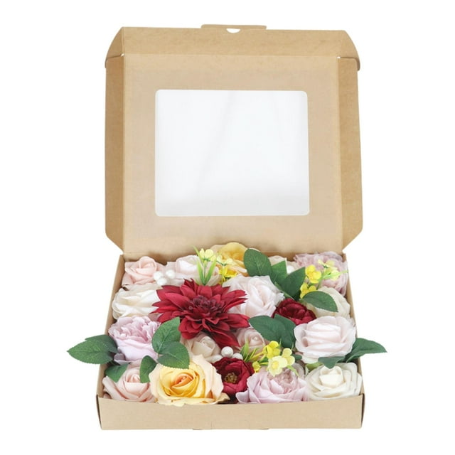 Caja Combinada de Flores Artificiales, de Rosas para Decoración de Fiestas Hogar