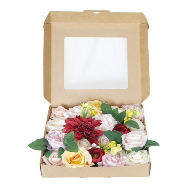 Flores artificiales Combo Box Set Ramo para de Oficina Hogar Silla Decoración