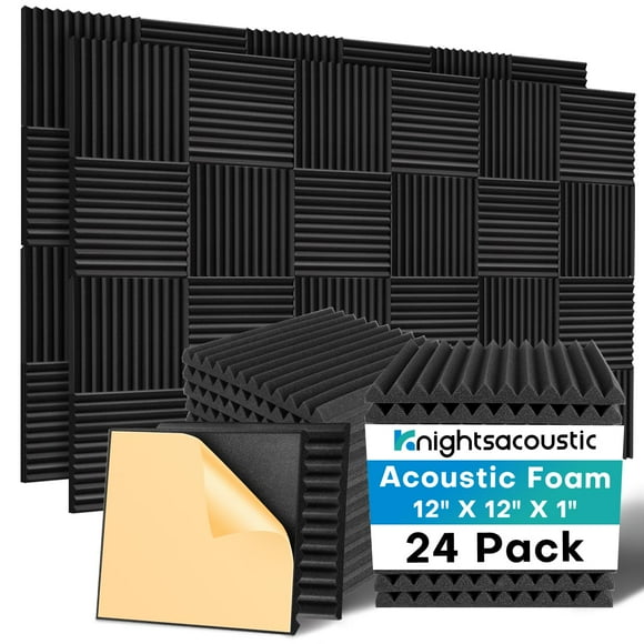 Paneles acústicos de espuma Knightsaacoustic, paquete de 24 unidades, 30 x 30 x 2,5 cm