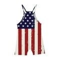 thumbnail image 3 of HAOTAGS Girl's One Piece Jumpsuit Sleeveless Strap Romper, Independence Day Shorts with Pockets Summer Outfit Clothes Blue, 3 of 5