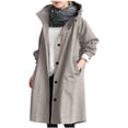 thumbnail image 2 of Chaqueta cortavientos de lana de manga larga y longitud media con bolsillos y capucha de color liso para niña, de poliéster, para invierno, 2 of 6