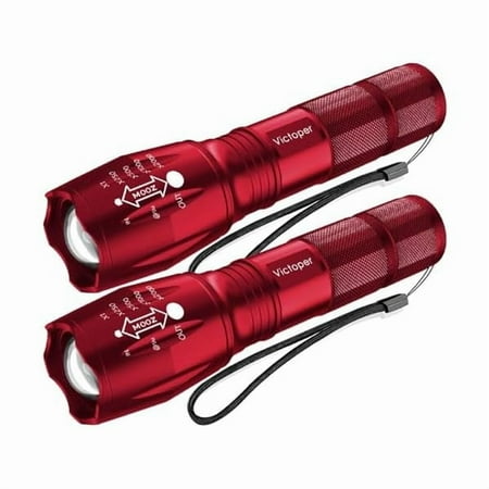 ZC LED Flashlight 2 Pack Red Bright High Lumens Tactical Flashlights High Lumens with 5 Modes Waterproof Zoomable Flash Light for Outdoor Gifts for Father s Day Camping Essentials Gear