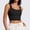 Black, variant on Minimalist Flowy Tank Tops for Women Polyamid Sleeveless Crew Neck Black Modern Solid Pull-on Built In Bras Tank Tops Black,S