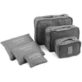 thumbnail image 1 of 6 Set Travel Storage Bags Cubes Multi-Functional Clothing Sorting Packages Luggage Organizer with Shoes Bag (Grey), 1 of 8