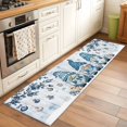 thumbnail image 2 of Runner Rug 2'x6', Blue Gnomes Christmas Washable Non-Slip Hallway Runner Rugs, Xmas Balls Tree Snowflake Wooden Bedside Rugs Floor Mats Carpet Runners for Kitchen Bathroom Laundry Room, 2 of 8