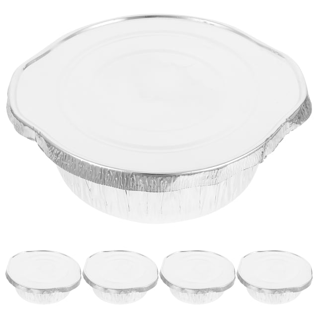 OULII 5Pcs Disposable Aluminum Foil Pans with Covers for Cooking Baking Roasting Portable Food Containers