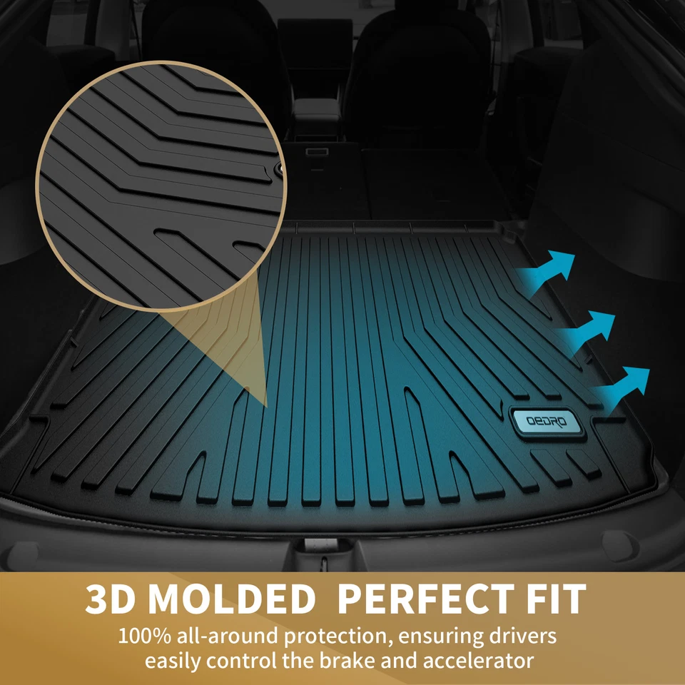 RVNI Floor Mats for 2018-2024 Ford Expedition/Expedition Max Bench 8-Seater TPE All Weather Trunk Mat with Backrest Anti-Slip
