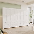 thumbnail image 2 of Feishominoo 8 Door Wardrobe Armoire Closet, 71"H Modern Modular Wooden Clothes Wardrobe Storage Cabinet with Hanging Rods & Drawers, White, 2 of 9