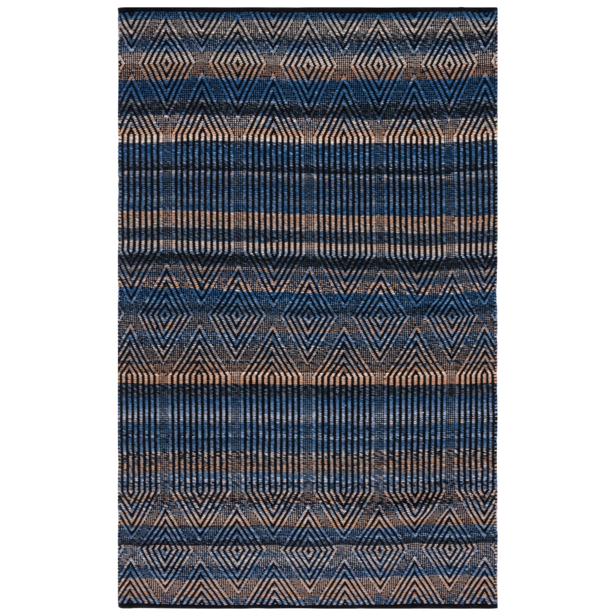 SAFAVIEH Natura Diggory Geometric Polyester Runner Rug, Blue/Orange, 2'3" x 9'