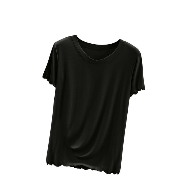 Birdeem Womens Round Neck Solid Color Short Sleeved Loose T-Shirt Short Sleeved Round Neck Top/Shirt