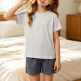 thumbnail image 3 of HAOTAGS Teen Girls Summer Short Sleeve Outfit Set (2-17) Soft Modal Cotton Two-Piece Lounge Sleepwear Gray Size 7, 3 of 9