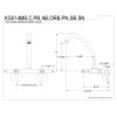 thumbnail image 5 of Kingston Brass KS514C Kingston Two Handle Wall Mount Kitchen Faucet, Polished Chrome, 5 of 5