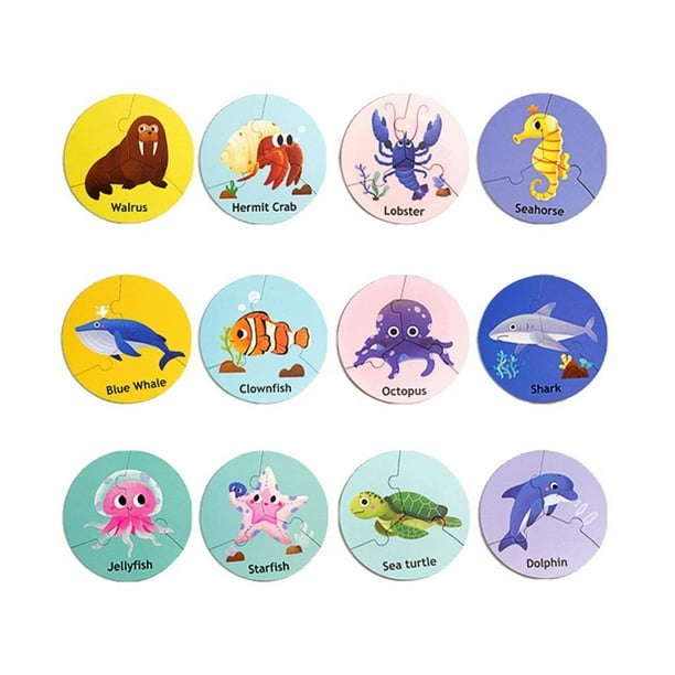 Rompecabezas a juego, juguetes educativos, regalo, práctico, portátil, multiusos, para niños pequeños. Animal marino