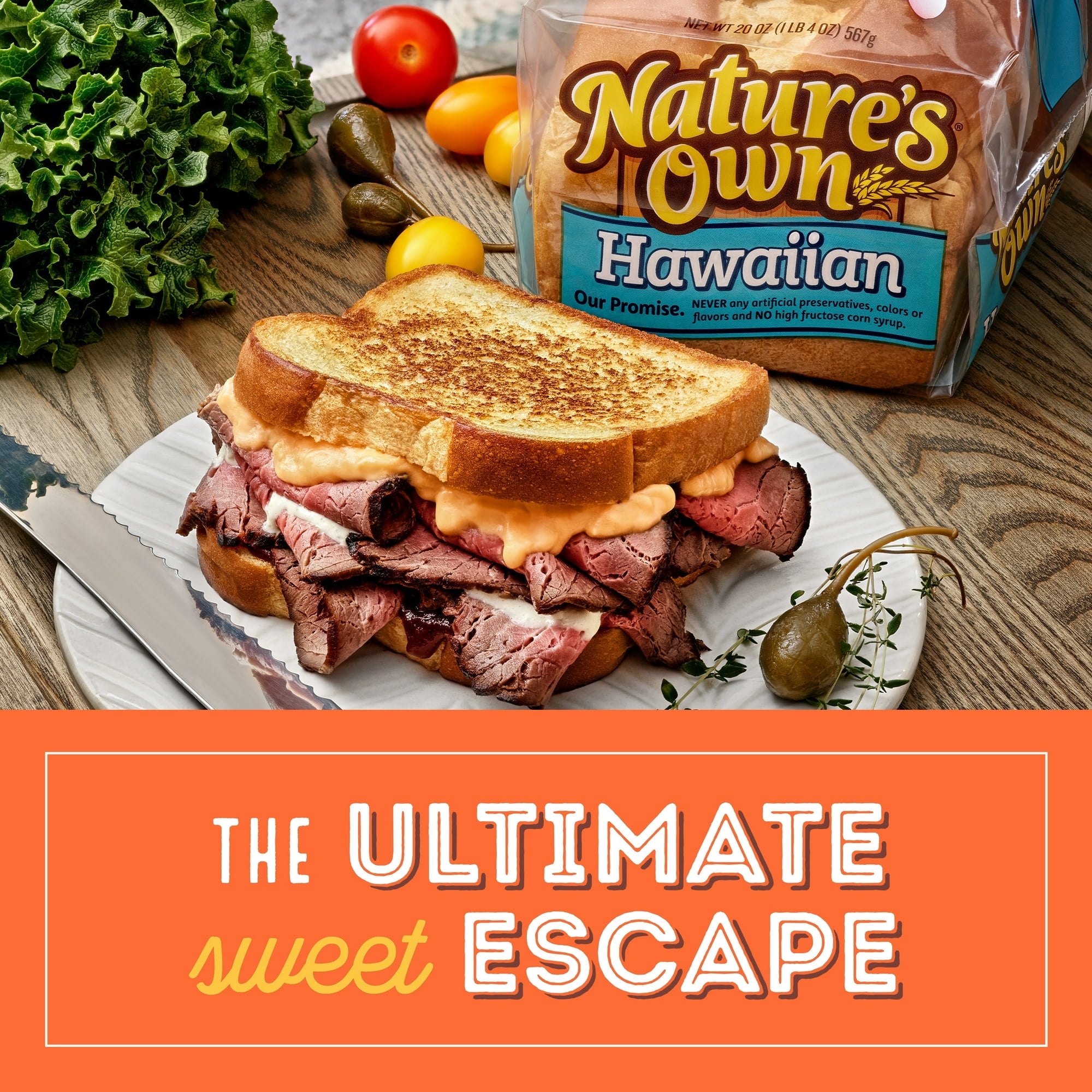Nature's Own Hawaiian Sliced Bread 20 oz Loaf Soft & Sweet Hawaiian Bread (Pack of 6)