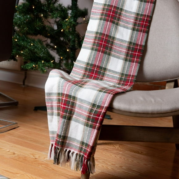 Fabstyles Celebration Plaid Throw Blanket, 100% Cotton