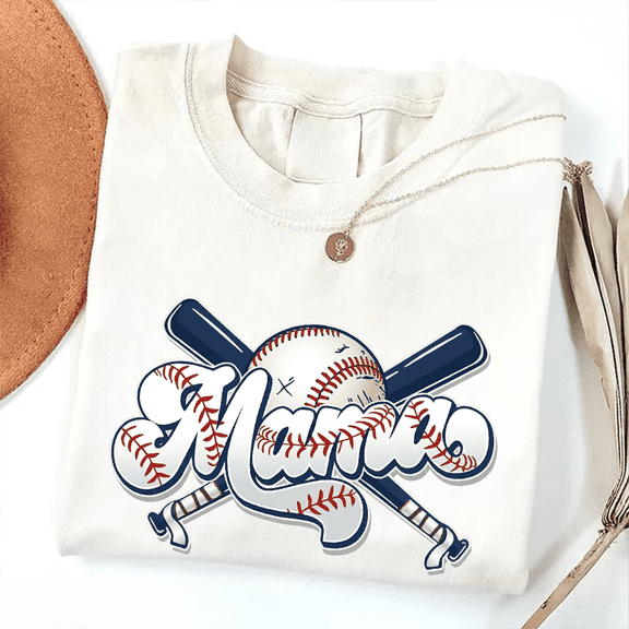 Mama Baseball Bat & Ball Graphic T-Shirt