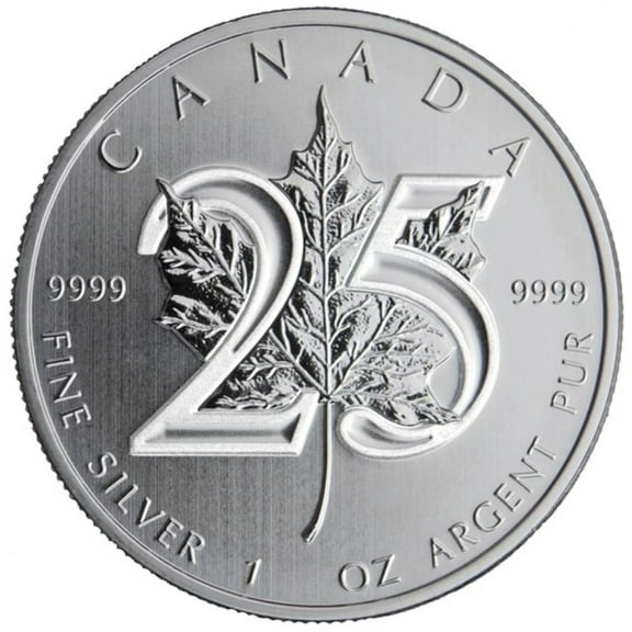 2013 25th Anniversary 1 oz $5 Canadian Silver Maple Leaf Coin BU