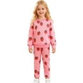 thumbnail image 2 of Kiijoy Girls Outfits Strawberry Print Crewneck Sweatshirt Jogger Pants Set, Sizes 2-3, 2 of 6