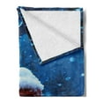 thumbnail image 2 of Christmas Soft Flannel Fleece Blanket, Snowman with Magic Wand and Fir Branches Covered with Snow Winter Night, Cozy Plush for Indoor and Outdoor Use, 70" x 90", Navy Blue Red White, by Ambesonne, 2 of 5