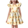 thumbnail image 2 of SGFCWSX Girls Party Dress Bunny Print Ruffle Short Sleeve Twirl Dress for Casual Daily Wear Yellow Size 13-14 Years, 2 of 7