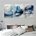 thumbnail image 3 of ONETECH Large Abstract Canvas Art Elegant Combination of Tones Modern Living Room Wall Decor Black and White Gray Background Blue Gradient Picture 12''x16''X3 Panels, 3 of 4