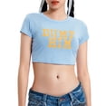 thumbnail image 3 of xiaxaixu T-shirt pour Femmes Manches Courtes Col Rond Lettres Imprimé Dames Crop Top Été Hauts pour la Rue de Parti, 3 of 9