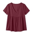 thumbnail image 6 of Women's Summer Crop Babydoll Peplum Tops Cute V Neck Short Sleeve Business Casual Trendy T Shirts Beach Vacation Hot Pink, 6 of 6