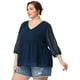 thumbnail image 4 of Blude mujer de talgrande con puntos suizos y cuello en V Peplum Top Blusas Azul Oscuro 4XL, 4 of 6